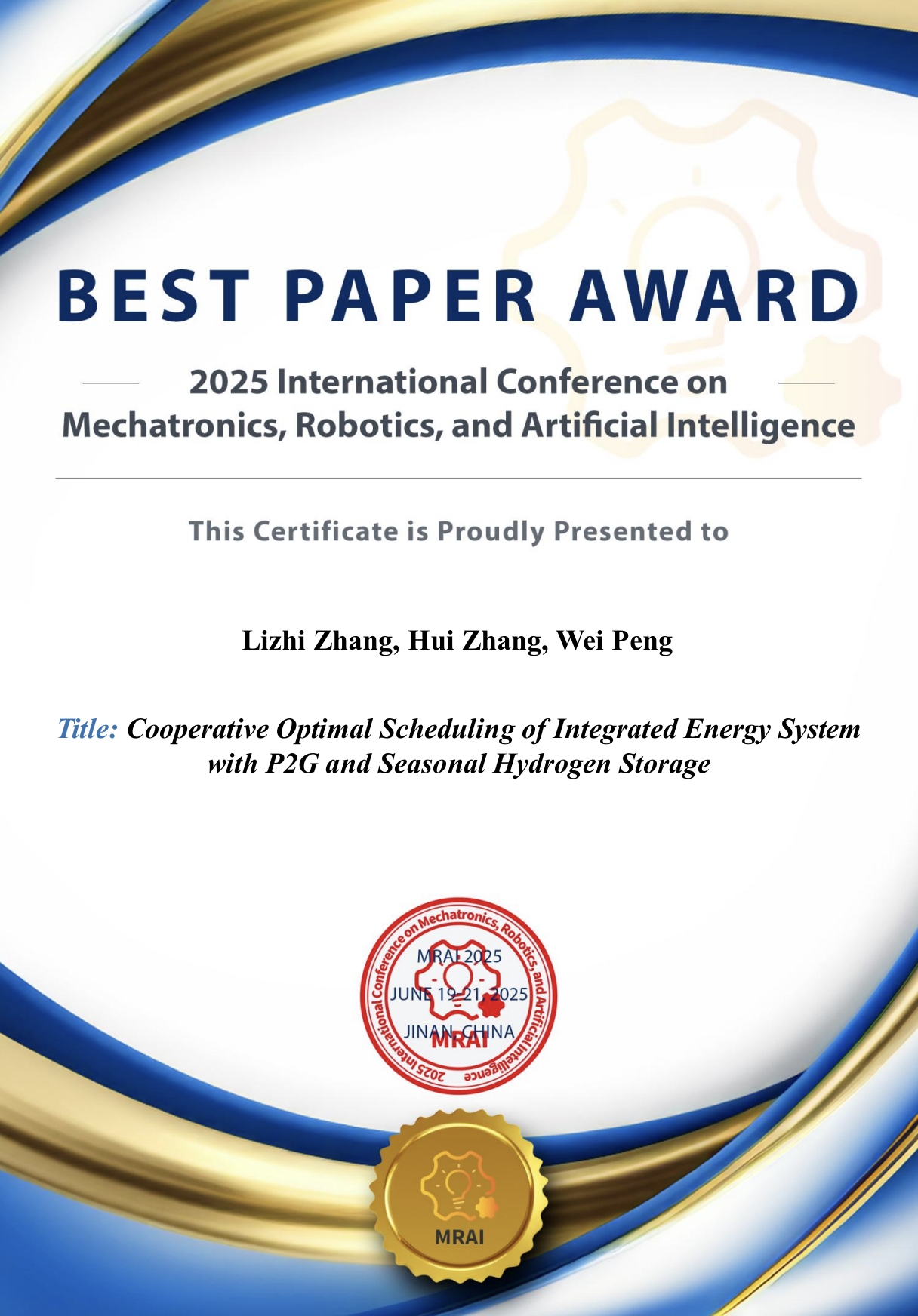 Best Paper Award for MRAI 2025